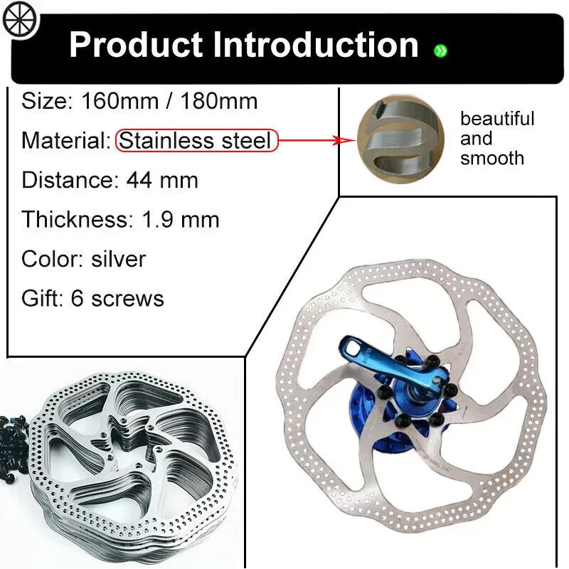 Bicycle Disc Brake Rotor 160mm 180mm Stainless Steel 3 Bicycle Disc Brake Rotor 160mm 180mm Stainless Steel - Image 3