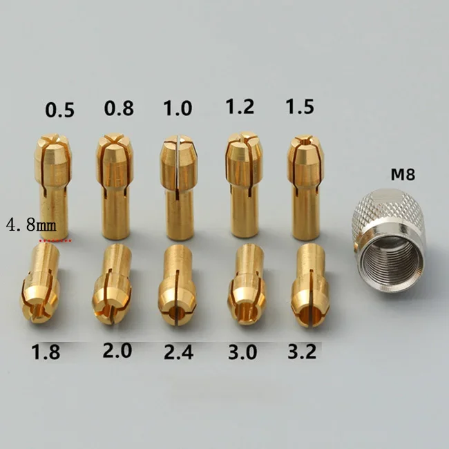 10-Piece Mini Drill Brass Collet Chuck Set 7 10-Piece Mini Drill Brass Collet Chuck Set - Image 7