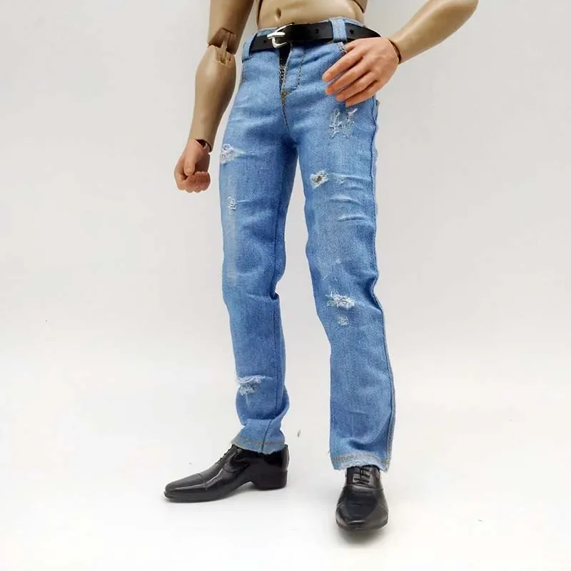 1/6 Scale Light Blue Ripped Jeans for Action Figures 3 1/6 Scale Light Blue Ripped Jeans for Action Figures - Image 3