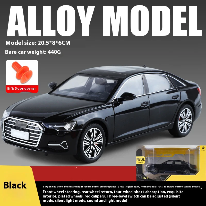 1:24 Scale A6L Alloy Car Model with Lights 9 1:24 Scale A6L Alloy Car Model with Lights - Image 9