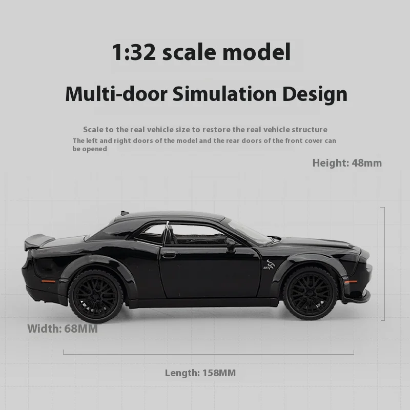 1:32 Matte Black Dodge Challenger Alloy Model 2 1:32 Matte Black Dodge Challenger Alloy Model - Image 2