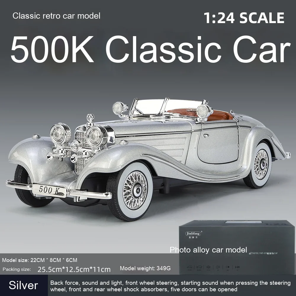 1:24 Scale Retro Benz 500K Diecast Model 8 1:24 Scale Retro Benz 500K Diecast Model - Image 8