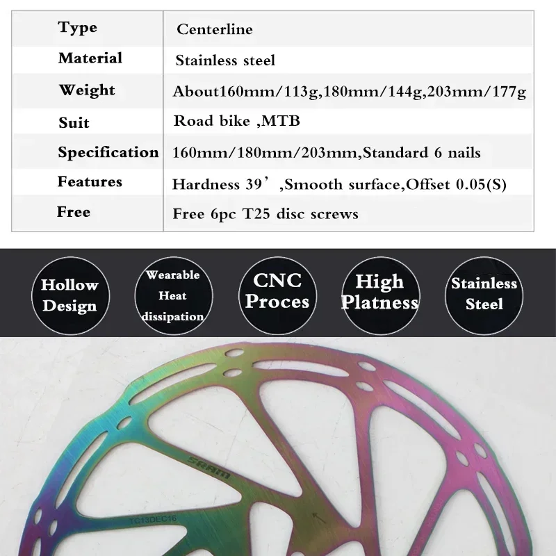 SRAM Hydraulic Disc Brake Rotors 160mm 180mm 203mm 3 SRAM Hydraulic Disc Brake Rotors 160mm 180mm 203mm - Image 3