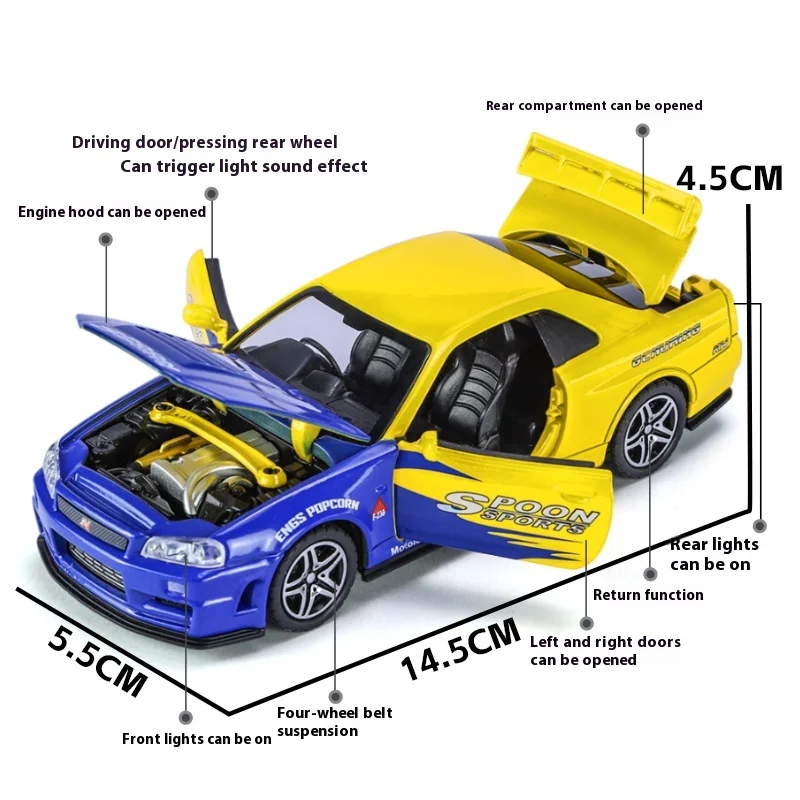 GTR R34 Skyline 1:32 Scale Diecast Model 6 GTR R34 Skyline 1:32 Scale Diecast Model - Image 6