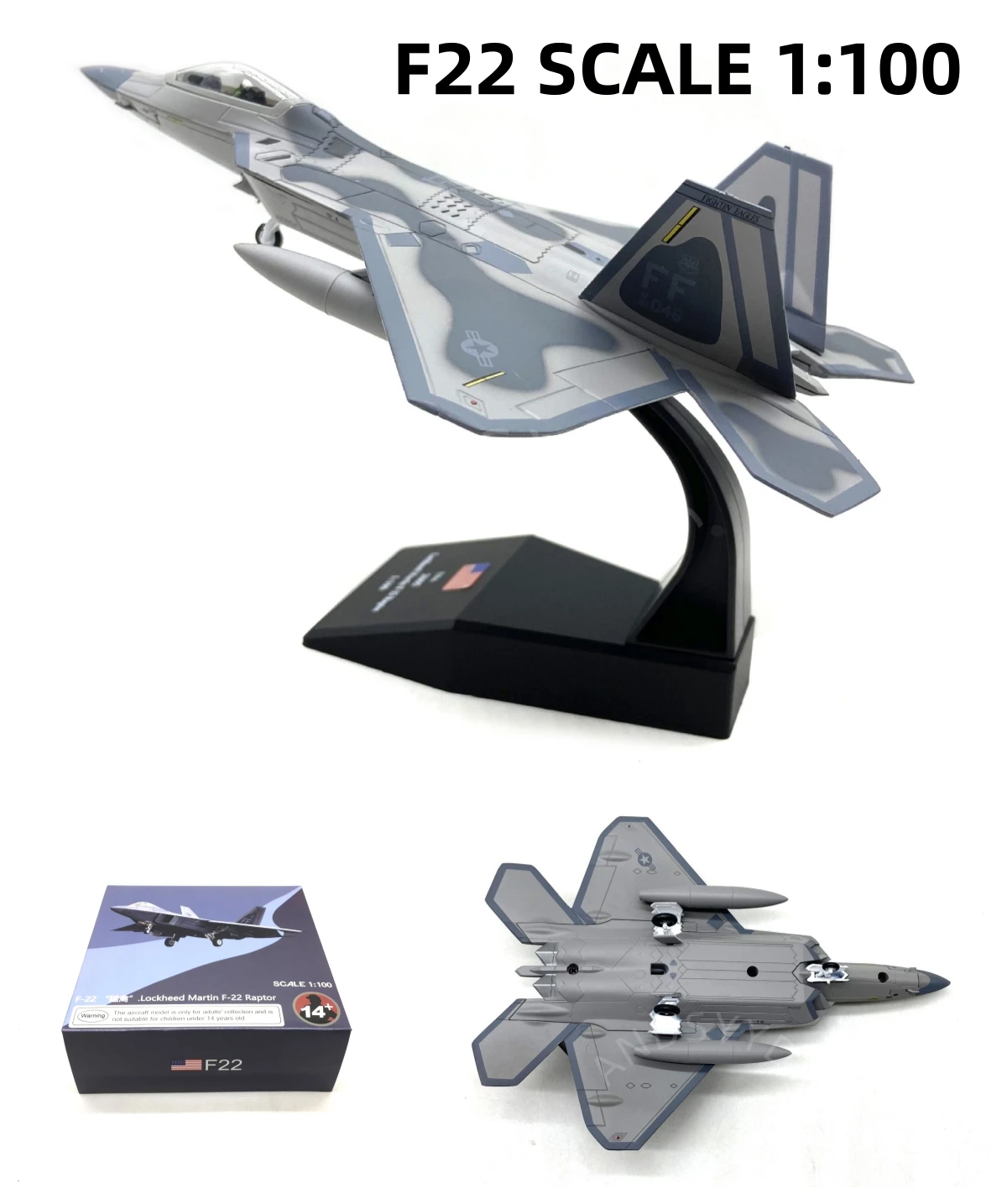F22 Raptor Fighter Diecast Model 1/100 Scale 2 F22 Raptor Fighter Diecast Model 1/100 Scale - Image 2
