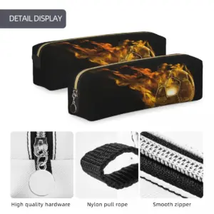 Golden Soccer Pencil Case with Flame Design 33 S8819d98f4c7a45d799dc526602d350f2v