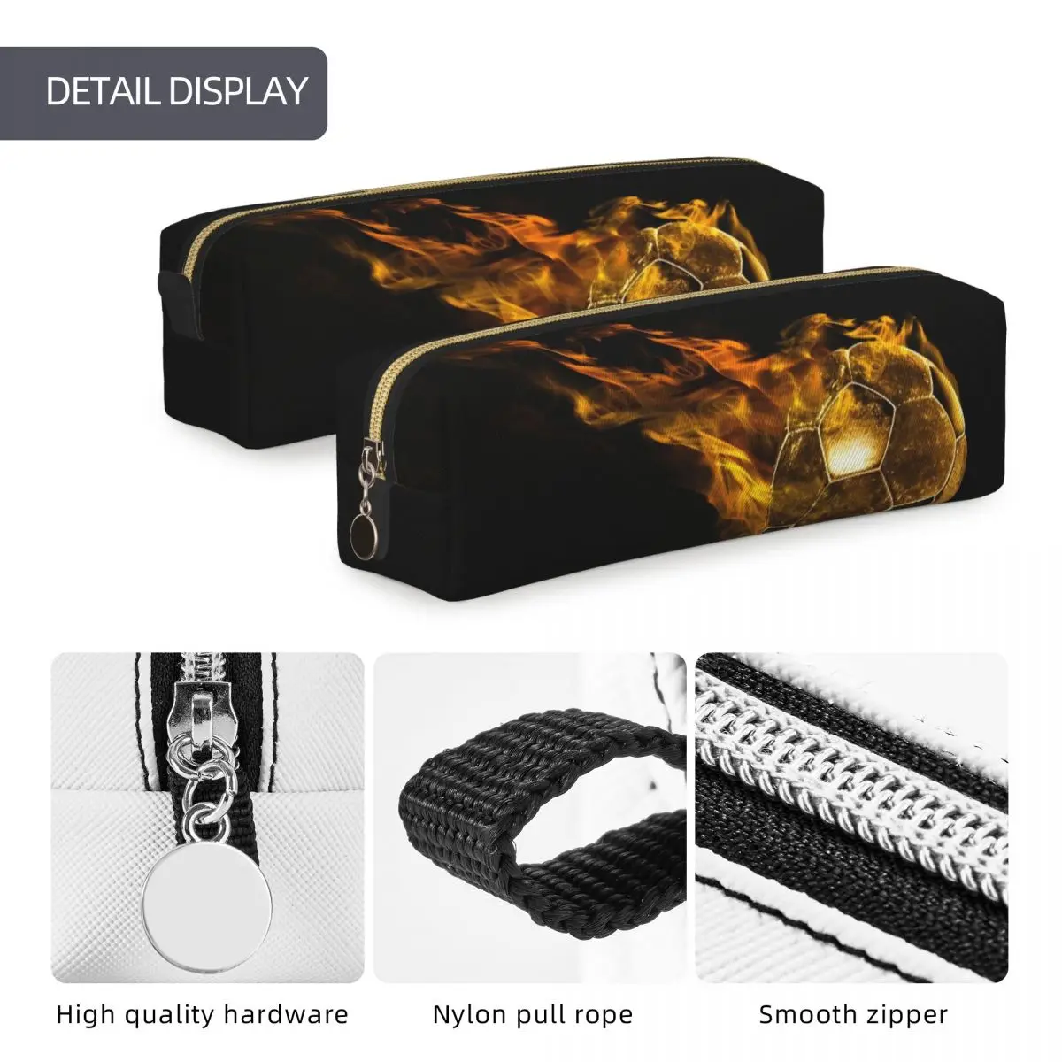 Golden Soccer Pencil Case with Flame Design 5 Golden Soccer Pencil Case with Flame Design - Image 5