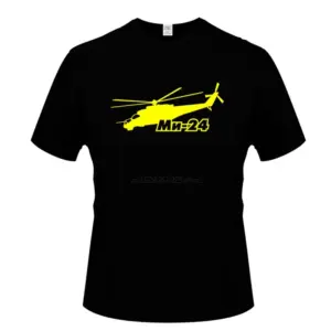 MI-24 Helicopter Graphic T-Shirt in Black