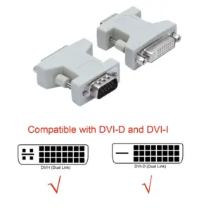 DVI Female to VGA Male Adapter 15-Pin Connector 11 S8d726f967c7f44ec98b57c8419a41d17c