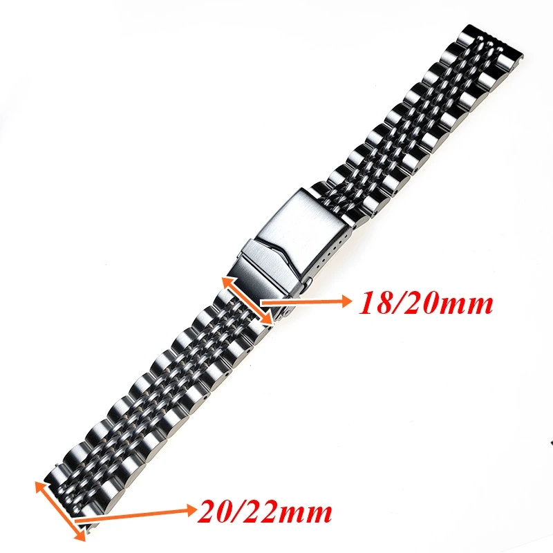 Luxury 316L Stainless Steel Watch Strap 20mm 22mm 2 Luxury 316L Stainless Steel Watch Strap 20mm 22mm - Image 2