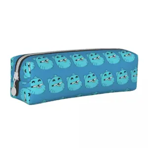 Gumballs Cartoon Leather Pencil Case in Blue