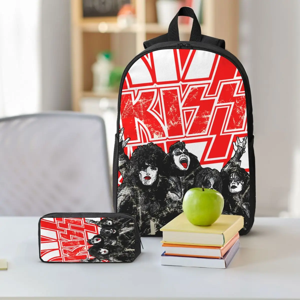 KISS 3-Piece School Bag Set Red and Black 6 KISS 3-Piece School Bag Set Red and Black - Image 6