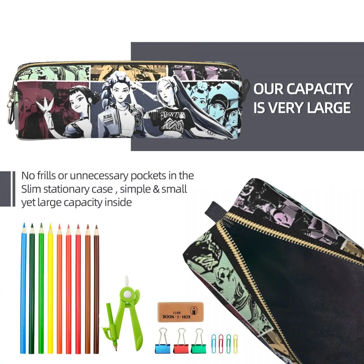 Huntrix Girl Leather Pencil Case for Students 6 Huntrix Girl Leather Pencil Case for Students - Image 6