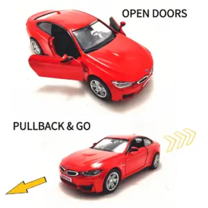 BMW M4 Pullback Toy Car 1:36 Scale Red 18 S990b7d7ac390477696642ccc80d17b12h 2