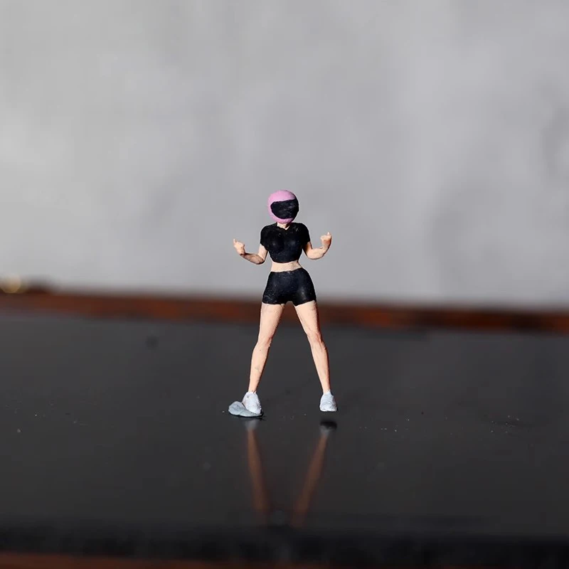 1:64 Scale Pink Helmet Motorcycle Girl Figure 3 1:64 Scale Pink Helmet Motorcycle Girl Figure - Image 3