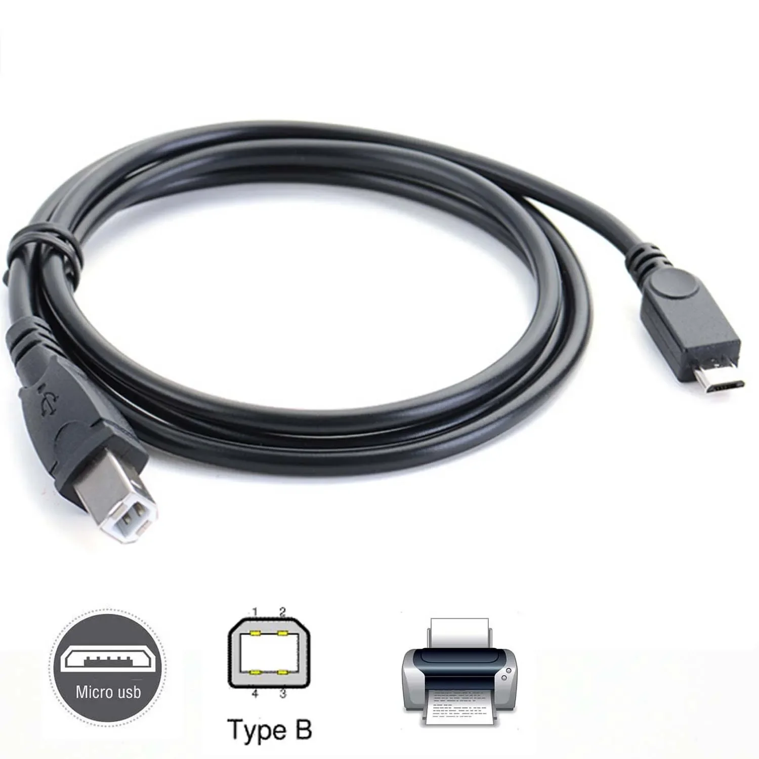 Micro USB Male to USB 2.0 B Male Cable 4 Micro USB Male to USB 2.0 B Male Cable - Image 4