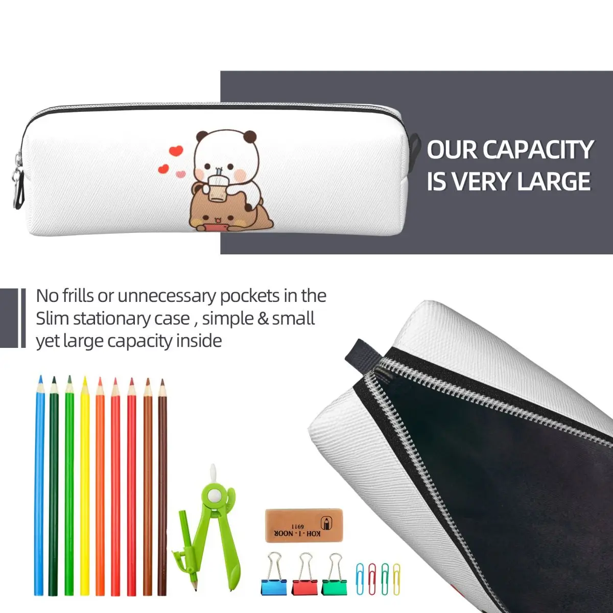 Panda Bear Themed Pencil Case with Zipper 6 Panda Bear Themed Pencil Case with Zipper - Image 6