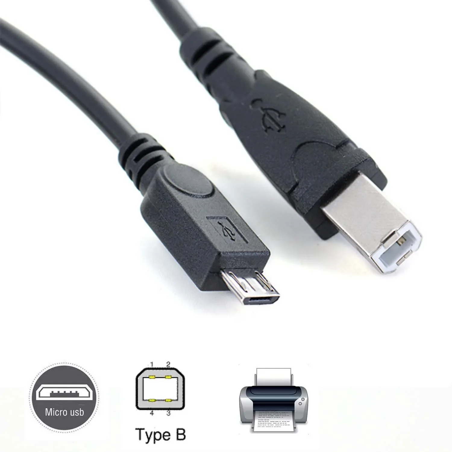 Micro USB Male to USB 2.0 B Male Cable 2 Micro USB Male to USB 2.0 B Male Cable - Image 2