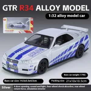 GTR R34 Skyline 1:32 Scale Diecast Model 15 Sa575609b378e4ffaabcf0a4731a1a6beA