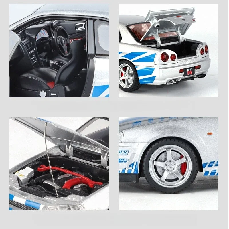 1:18 Nissan Skyline GTR-R34 Alloy Model Car 5 1:18 Nissan Skyline GTR-R34 Alloy Model Car - Image 5