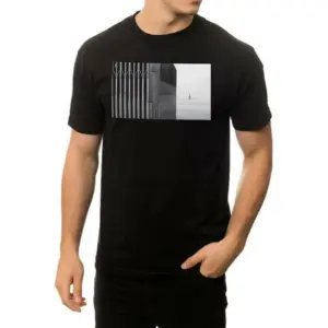 Black Graphic T-Shirt for Men, Loose Fit
