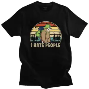 Retro I Hate People Sloth T-shirt