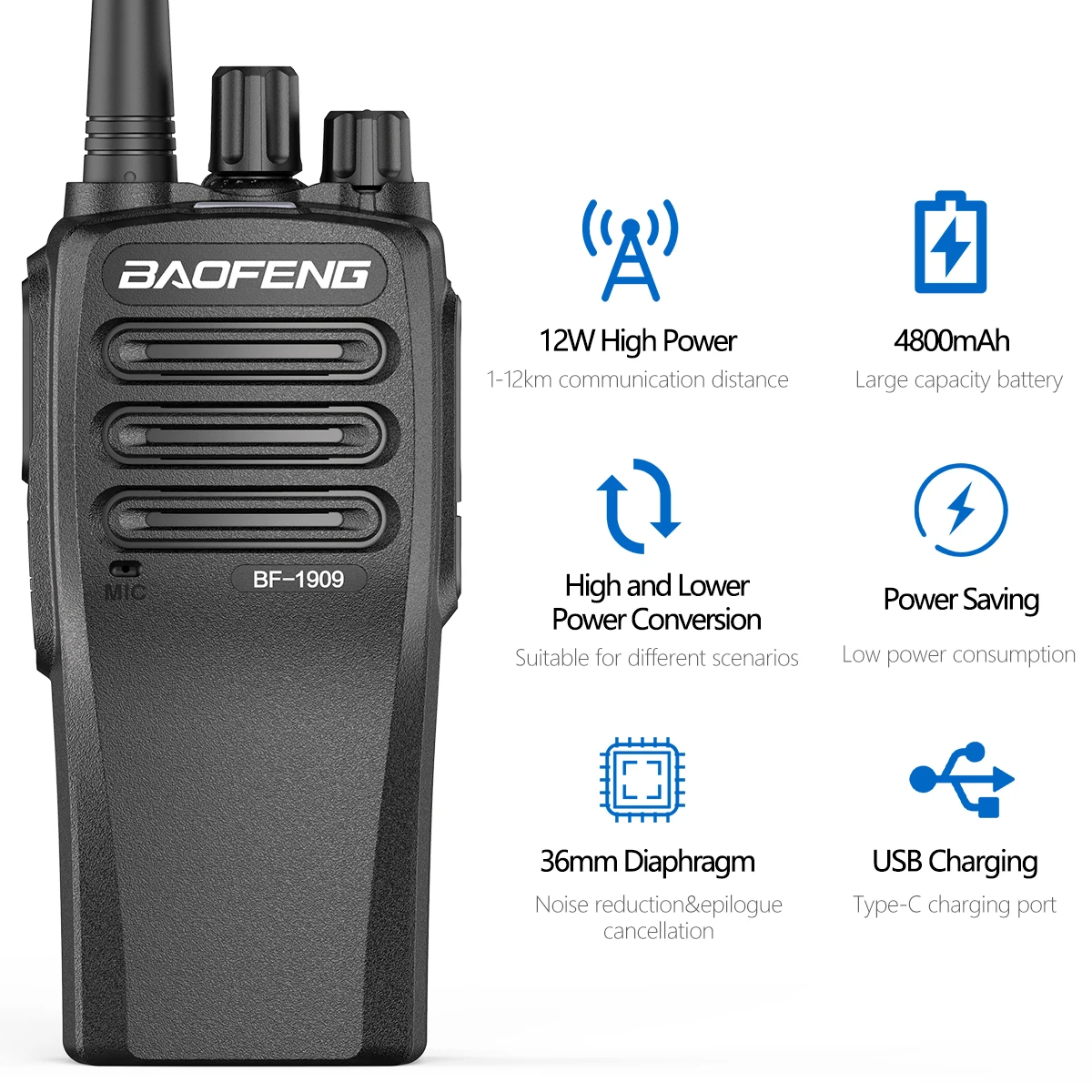 BaoFeng BF 1909 Walkie Talkie 25W Long Range 3 BaoFeng BF 1909 Walkie Talkie 25W Long Range - Image 3
