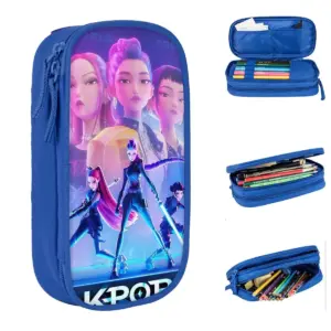 KPop Themed Leather Pencil Case Sky Blue