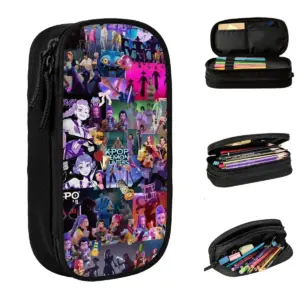 K-Pop Themed Leather Pencil Case with Dividers
