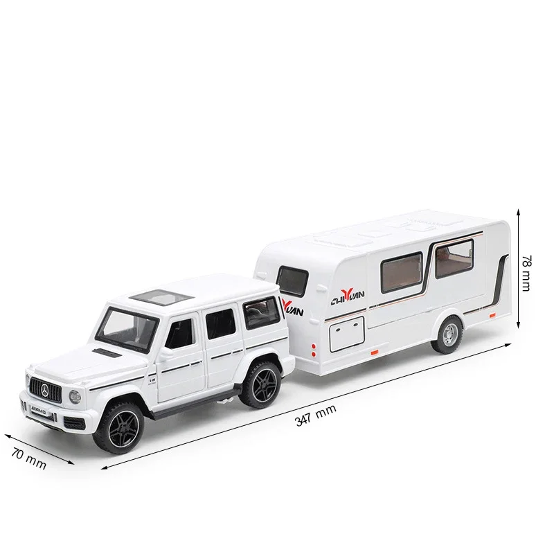 1:32 Scale Luxury SUV Model Car with Trailer 2 1:32 Scale Luxury SUV Model Car with Trailer - Image 2