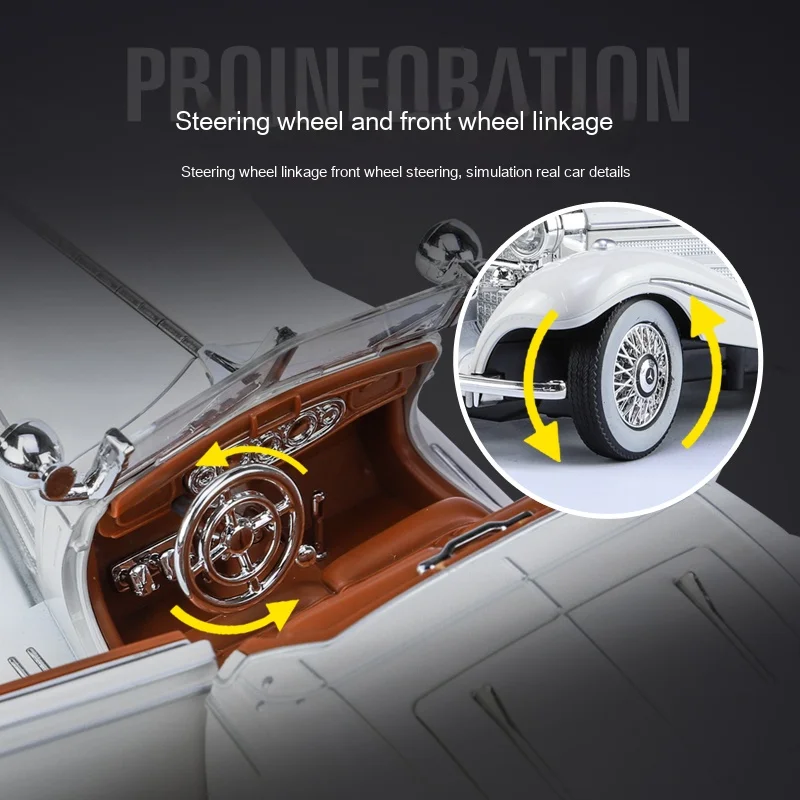 1:24 Scale Retro Benz 500K Diecast Model 2 1:24 Scale Retro Benz 500K Diecast Model - Image 2