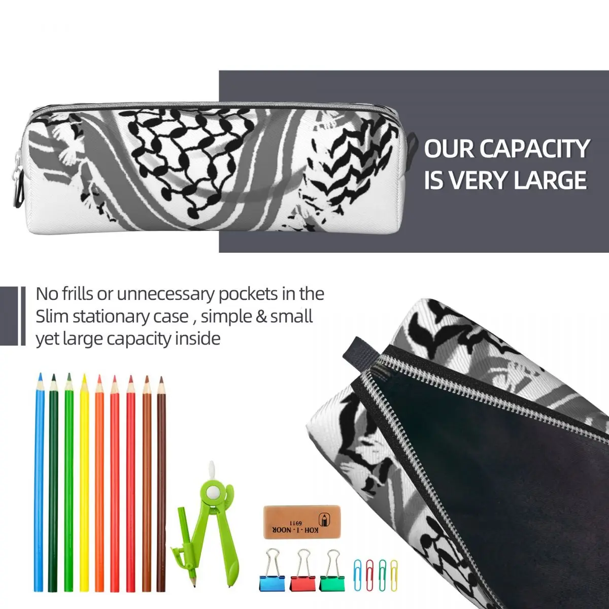 Palestine Keffiyeh Pencil Case with Zipper Closure 6 Palestine Keffiyeh Pencil Case with Zipper Closure - Image 6