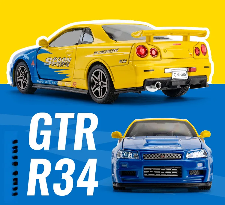 GTR34 1:32 Scale Alloy Sports Car Model 2 GTR34 1:32 Scale Alloy Sports Car Model - Image 2