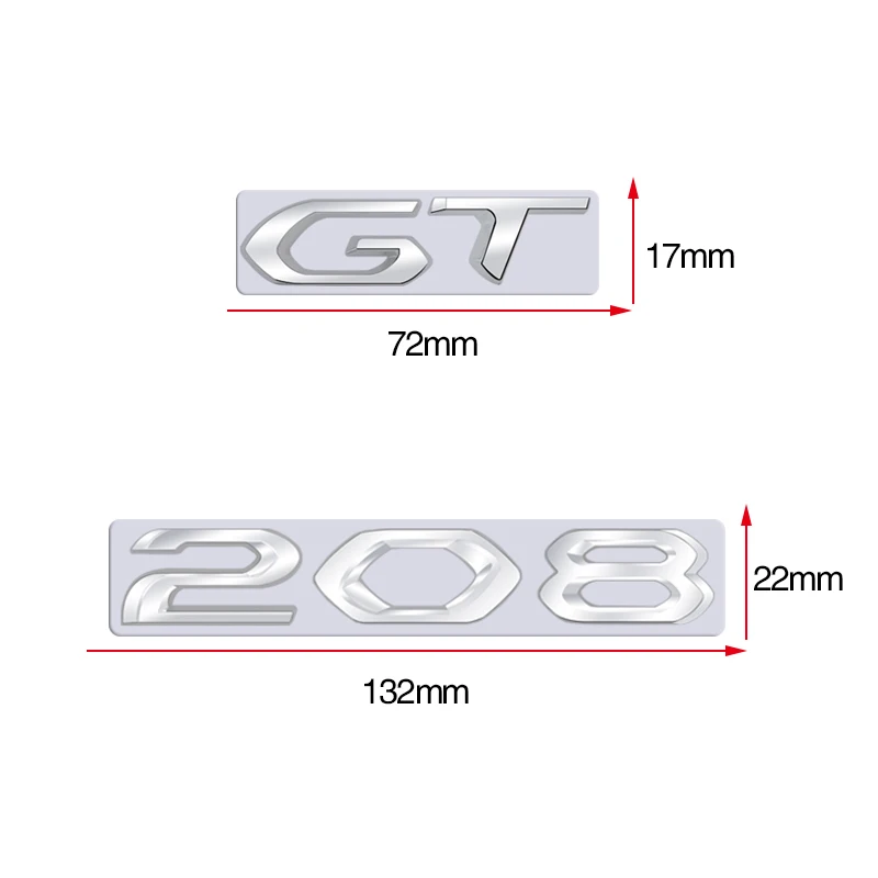 Peugeot 208 GT 3D Metal Badge Set 4 Peugeot 208 GT 3D Metal Badge Set - Image 4