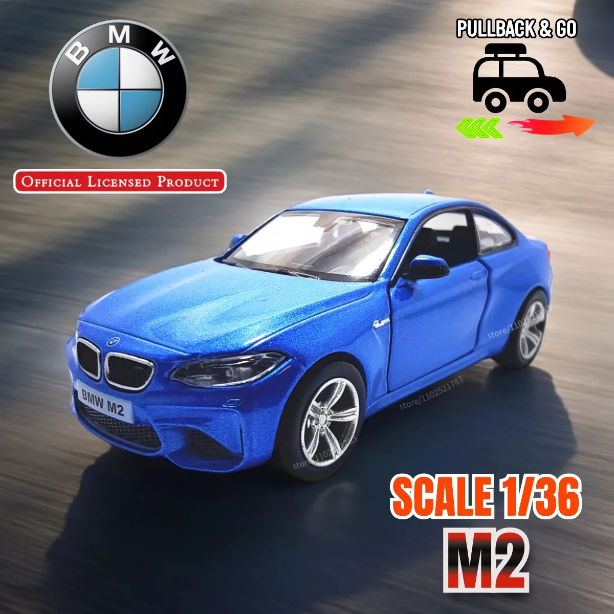 BMW M2 1:36 Scale Pullback Diecast Model 19 BMW M2 1:36 Scale Pullback Diecast Model - Image 19