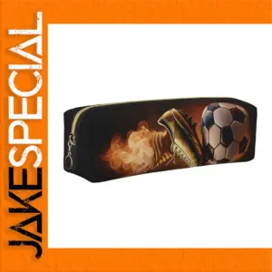 Golden Soccer-Themed Leather Pencil Case