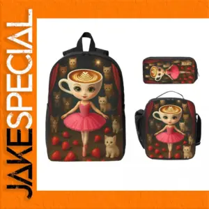 Ballerina Backpack Set with Lunch Box and Pen Bag