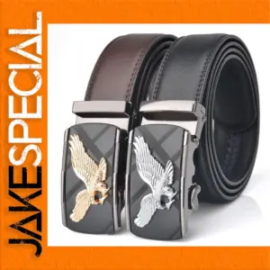 Men's Genuine Leather Belt with Eagle Buckle