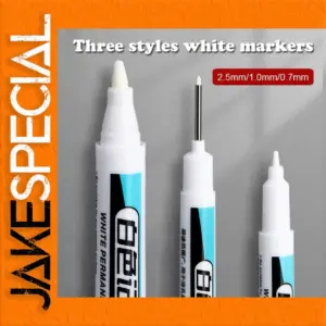 White Permanent Marker Pens Set - 3 Sizes