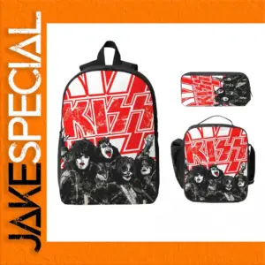 KISS 3-Piece School Bag Set Red and Black