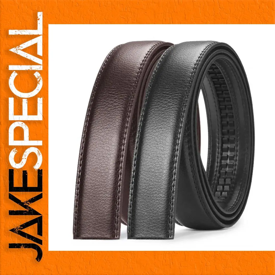 Men's No Buckle Leather Belt - 3.5 cm Wide 1 Men's No Buckle Leather Belt - 3.5 cm Wide