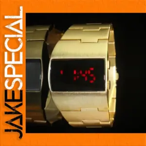 Luxury Gold Digital Wristwatch with LED Display