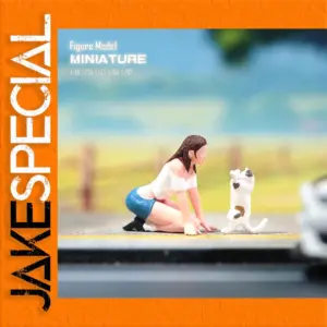 Kneeling Girl and Cat Miniature Model Figure