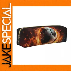 Burning Soccer Ball Leather Pencil Case