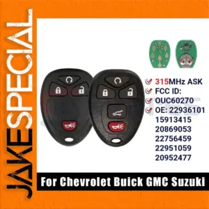 Keyless Entry Remote Key Fob for Multiple Vehicles