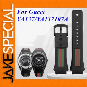Black Rubber Watch Strap for Gucci YA137 Models