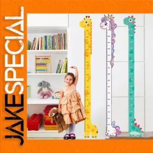 Cartoon Animals Height Measure Wall Sticker