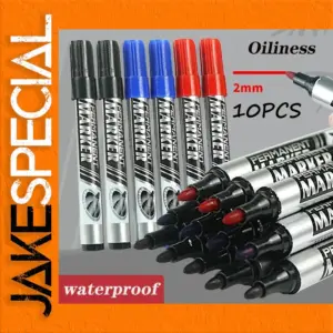 Set of 10 Permanent Marker Pens - Multi-Color