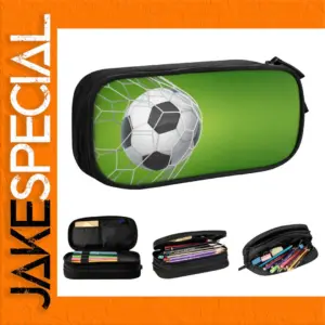 Soccer-Themed Pencil Case with Multiple Compartments