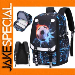 Large Capacity Student Backpack with Football Design